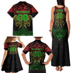 Personalized Penrith Panthers Family Matching Tank Maxi Dress and Hawaiian Shirt Polynesian Tribal Pattern Style