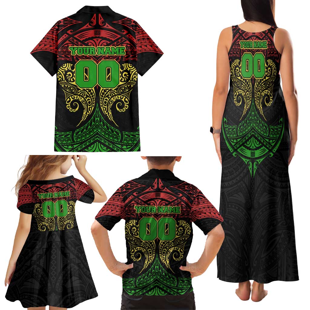 Personalized Penrith Panthers Family Matching Tank Maxi Dress and Hawaiian Shirt Polynesian Tribal Pattern Style