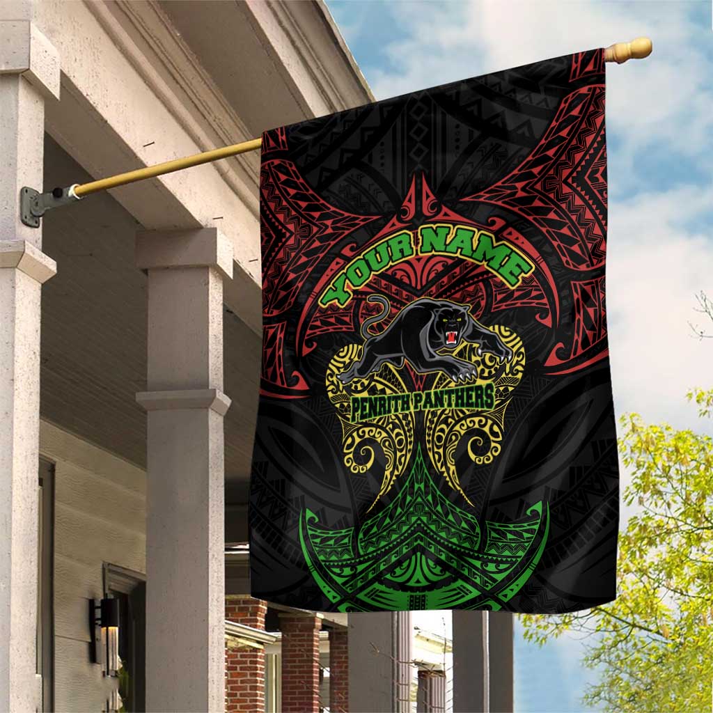 Personalized Penrith Panthers Garden Flag Polynesian Tribal Pattern Style