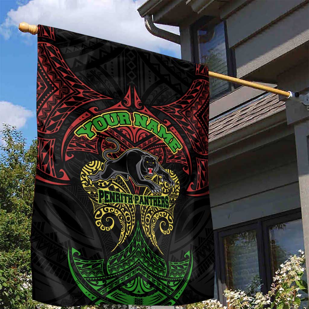 Personalized Penrith Panthers Garden Flag Polynesian Tribal Pattern Style
