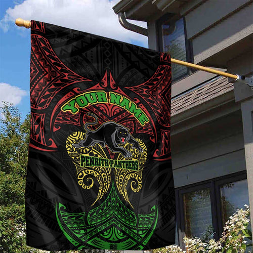 Personalized Penrith Panthers Garden Flag Polynesian Tribal Pattern Style