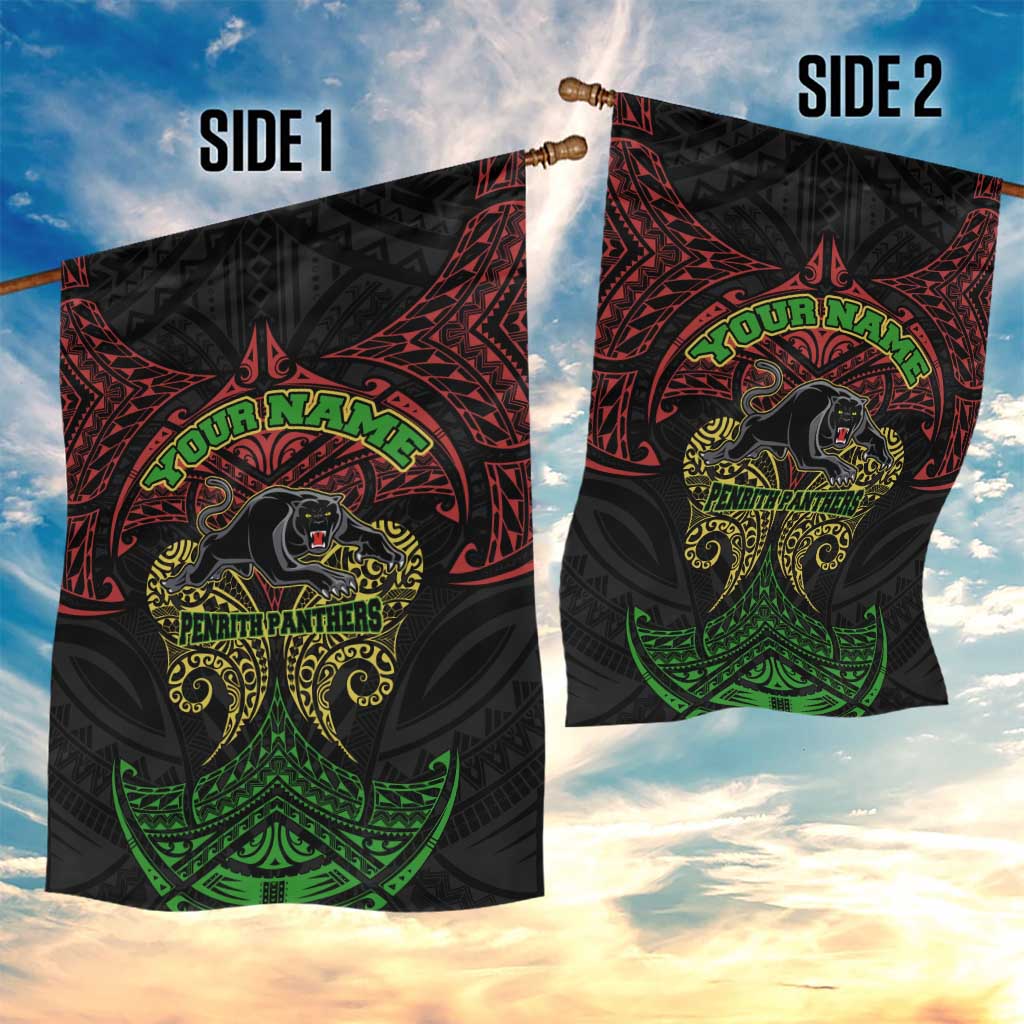 Personalized Penrith Panthers Garden Flag Polynesian Tribal Pattern Style