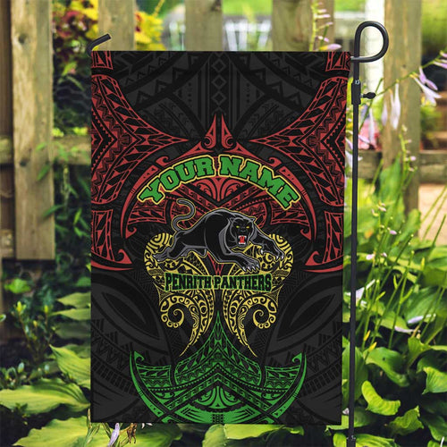 Personalized Penrith Panthers Garden Flag Polynesian Tribal Pattern Style