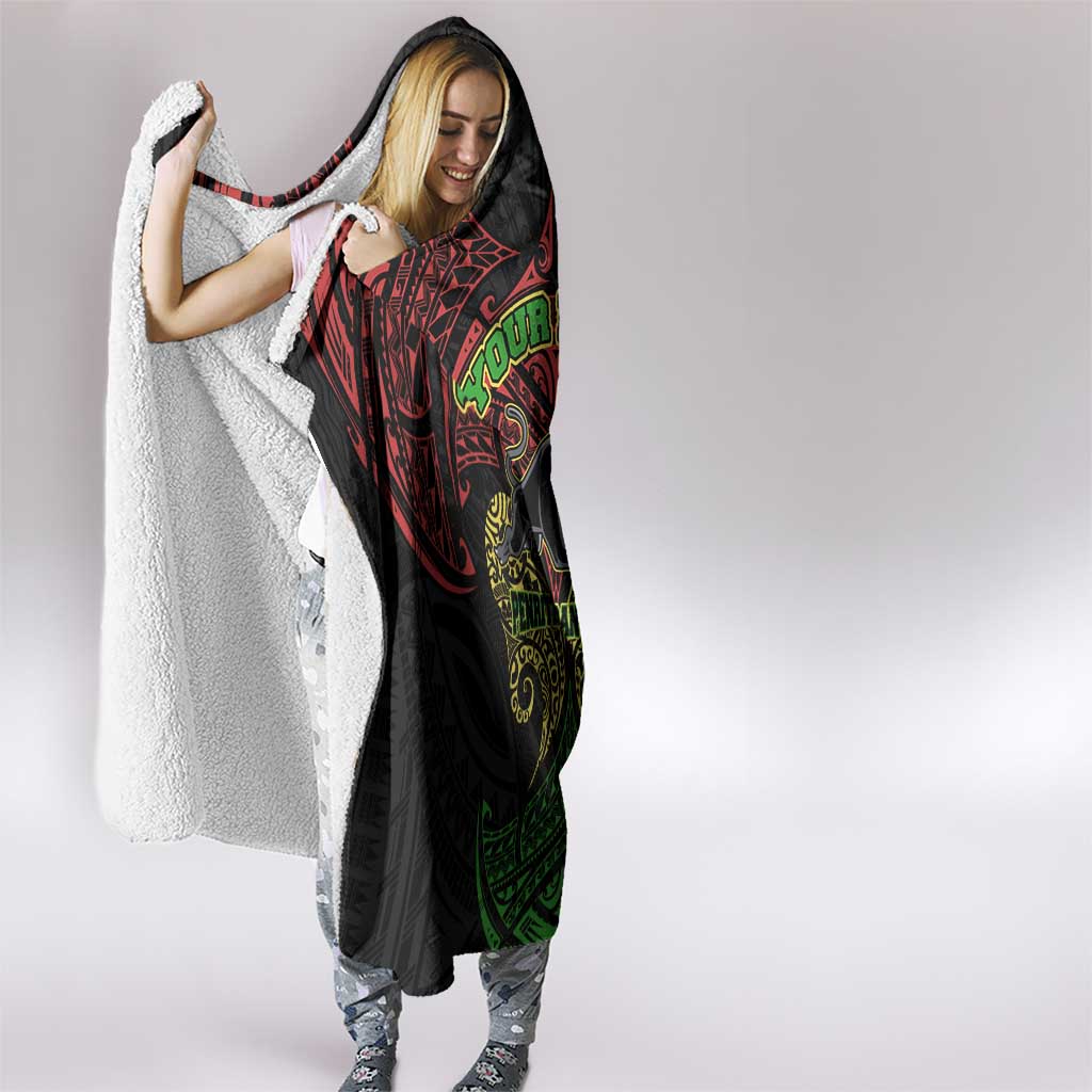 Personalized Penrith Panthers Hooded Blanket Polynesian Tribal Pattern Style