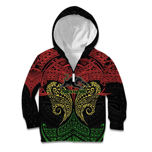 Personalized Penrith Panthers Kid Hoodie Polynesian Tribal Pattern Style