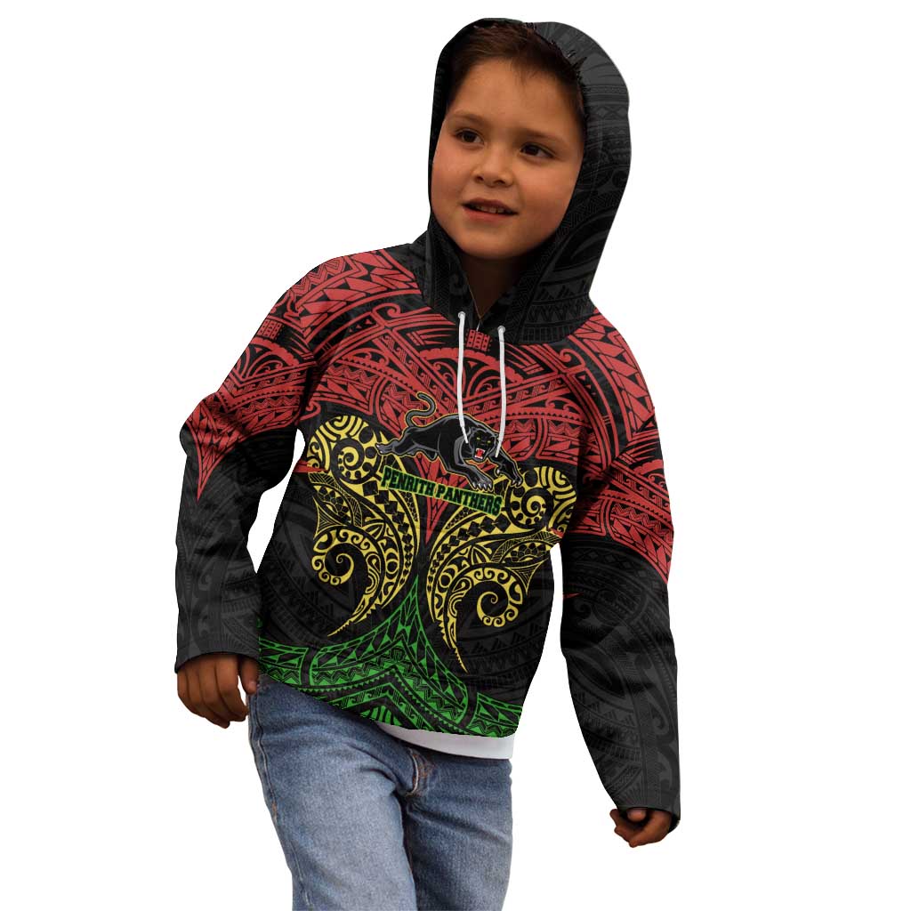 Personalized Penrith Panthers Kid Hoodie Polynesian Tribal Pattern Style