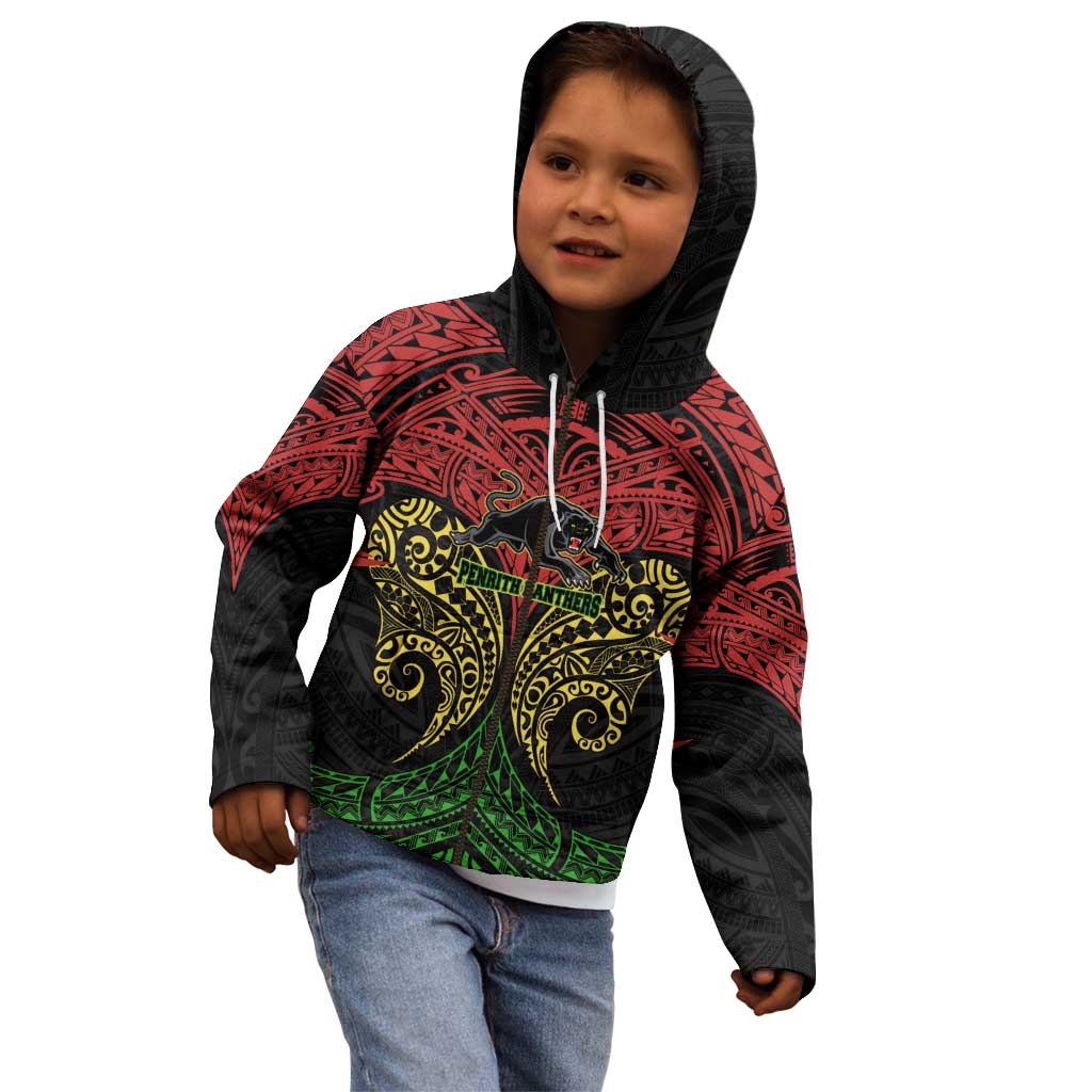 Personalized Penrith Panthers Kid Hoodie Polynesian Tribal Pattern Style