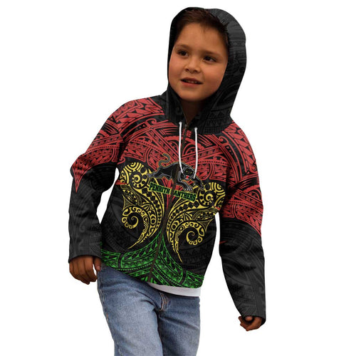 Personalized Penrith Panthers Kid Hoodie Polynesian Tribal Pattern Style