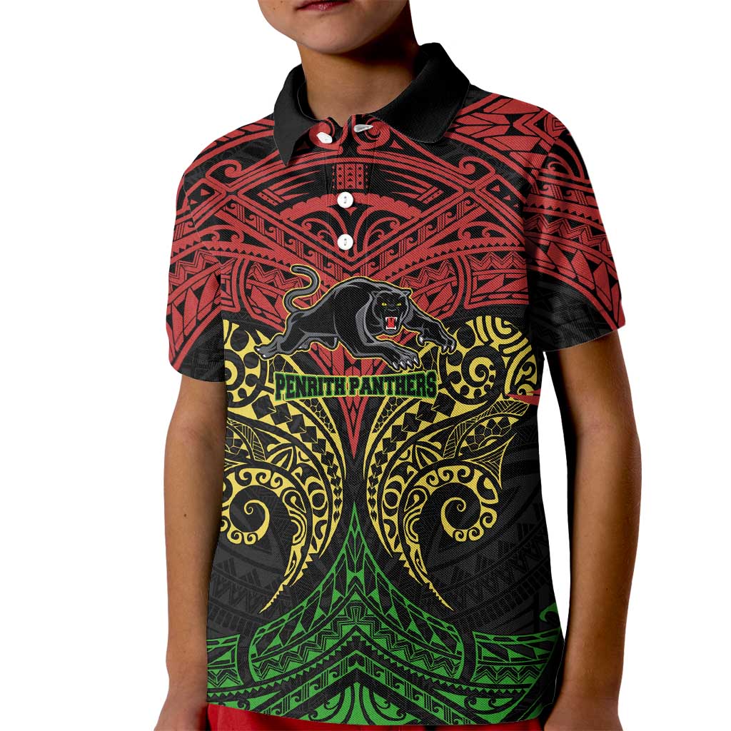 Personalized Penrith Panthers Kid Polo Shirt Polynesian Tribal Pattern Style