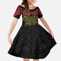 Personalized Penrith Panthers Kid Short Sleeve Dress Polynesian Tribal Pattern Style