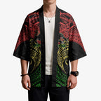 Personalized Penrith Panthers Kimono Polynesian Tribal Pattern Style