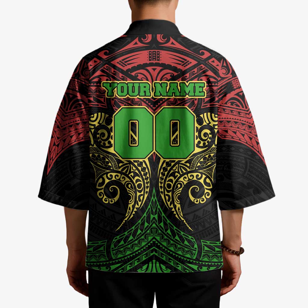 Personalized Penrith Panthers Kimono Polynesian Tribal Pattern Style