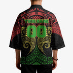Personalized Penrith Panthers Kimono Polynesian Tribal Pattern Style