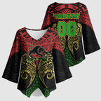 Personalized Penrith Panthers Kimono Sleeve Blouse Polynesian Tribal Pattern Style