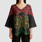 Personalized Penrith Panthers Kimono Sleeve Blouse Polynesian Tribal Pattern Style