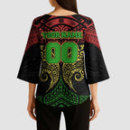 Personalized Penrith Panthers Kimono Sleeve Blouse Polynesian Tribal Pattern Style