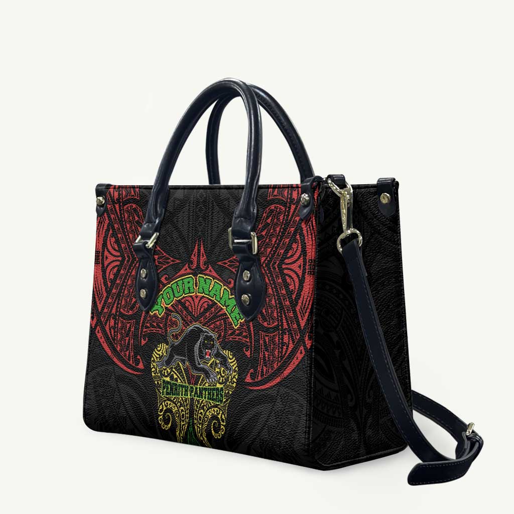 Personalized Penrith Panthers Leather Bag Polynesian Tribal Pattern Style