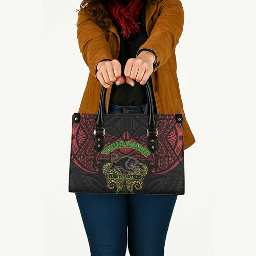 Personalized Penrith Panthers Leather Bag Polynesian Tribal Pattern Style