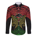 Personalized Penrith Panthers Long Sleeve Button Shirt Polynesian Tribal Pattern Style