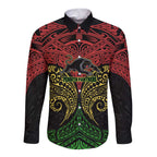 Personalized Penrith Panthers Long Sleeve Button Shirt Polynesian Tribal Pattern Style