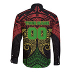 Personalized Penrith Panthers Long Sleeve Button Shirt Polynesian Tribal Pattern Style