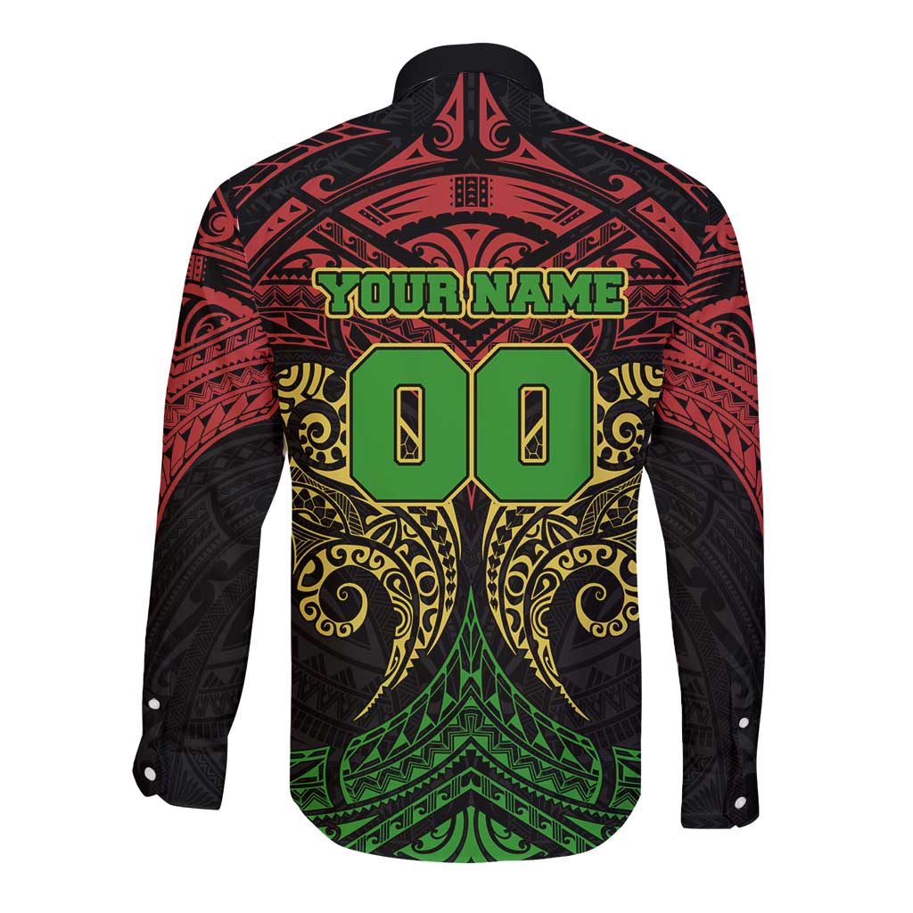 Personalized Penrith Panthers Long Sleeve Button Shirt Polynesian Tribal Pattern Style