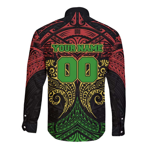 Personalized Penrith Panthers Long Sleeve Button Shirt Polynesian Tribal Pattern Style