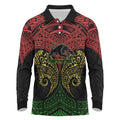 Personalized Penrith Panthers Long Sleeve Polo Shirt Polynesian Tribal Pattern Style
