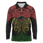 Personalized Penrith Panthers Long Sleeve Polo Shirt Polynesian Tribal Pattern Style