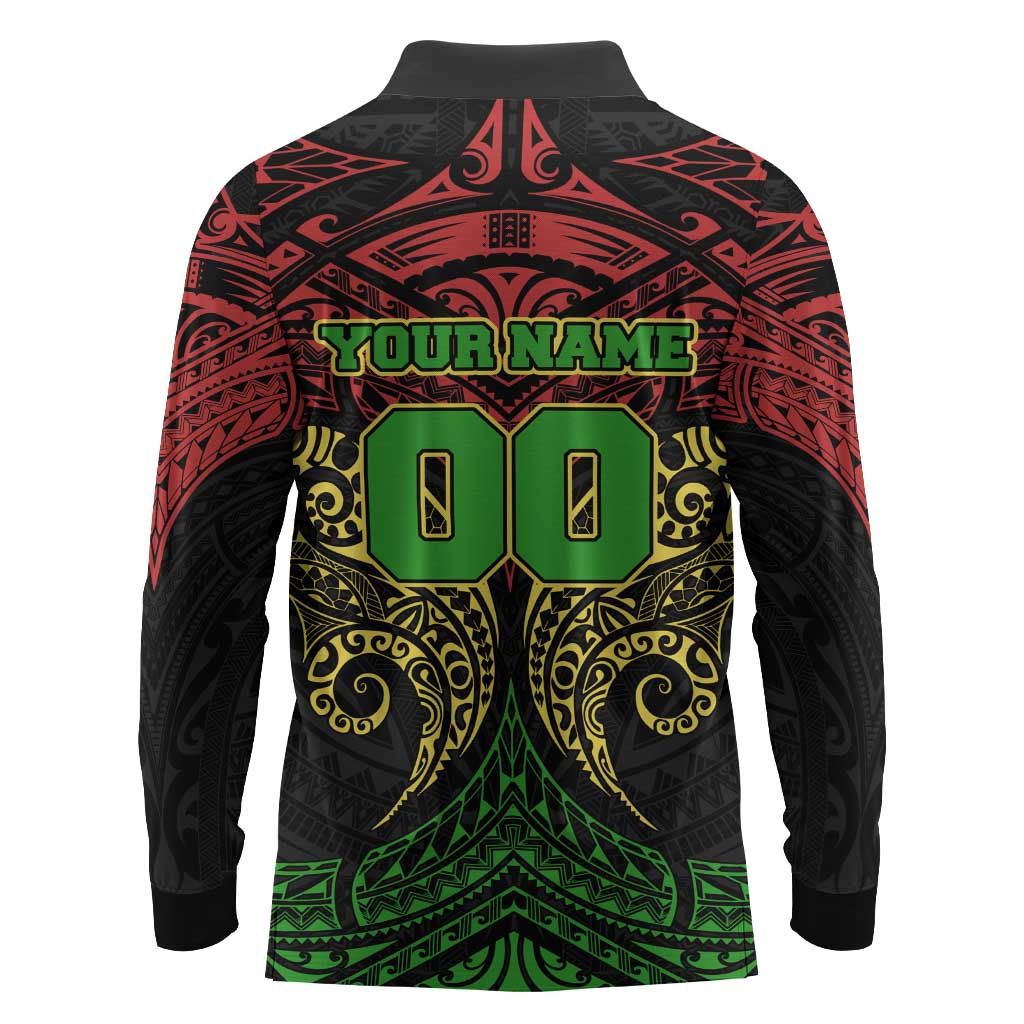 Personalized Penrith Panthers Long Sleeve Polo Shirt Polynesian Tribal Pattern Style