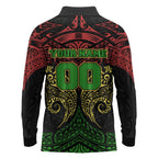 Personalized Penrith Panthers Long Sleeve Polo Shirt Polynesian Tribal Pattern Style