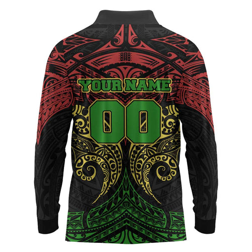 Personalized Penrith Panthers Long Sleeve Polo Shirt Polynesian Tribal Pattern Style