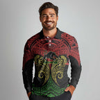 Personalized Penrith Panthers Long Sleeve Polo Shirt Polynesian Tribal Pattern Style