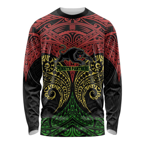 Personalized Penrith Panthers Long Sleeve Shirt Polynesian Tribal Pattern Style