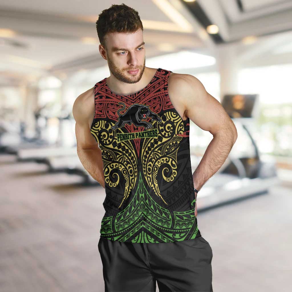 Personalized Penrith Panthers Men Tank Top Polynesian Tribal Pattern Style