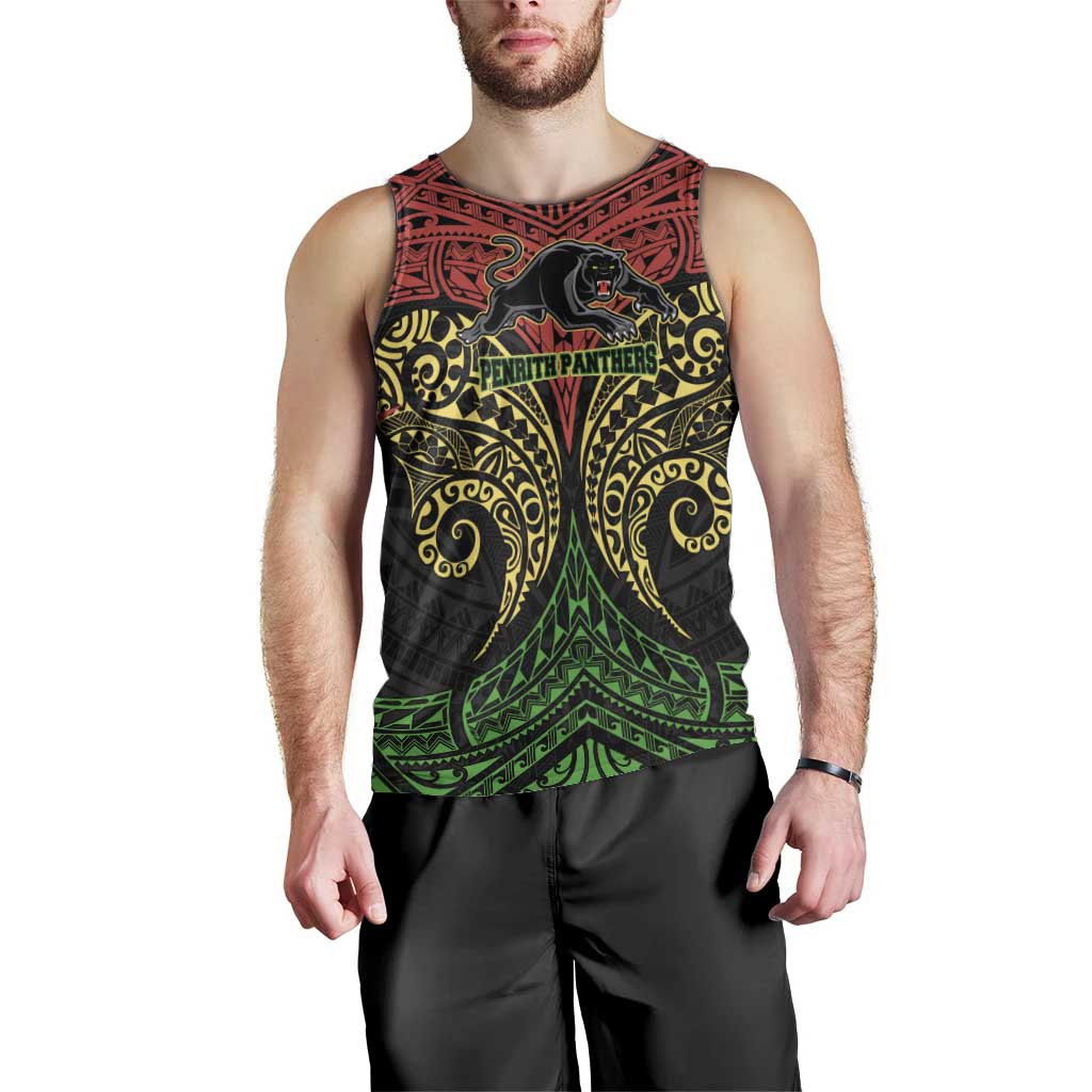 Personalized Penrith Panthers Men Tank Top Polynesian Tribal Pattern Style