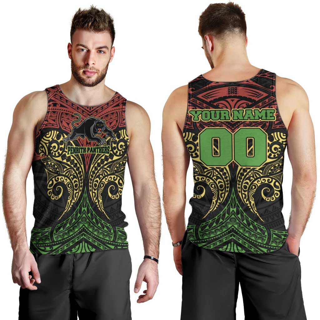 Personalized Penrith Panthers Men Tank Top Polynesian Tribal Pattern Style