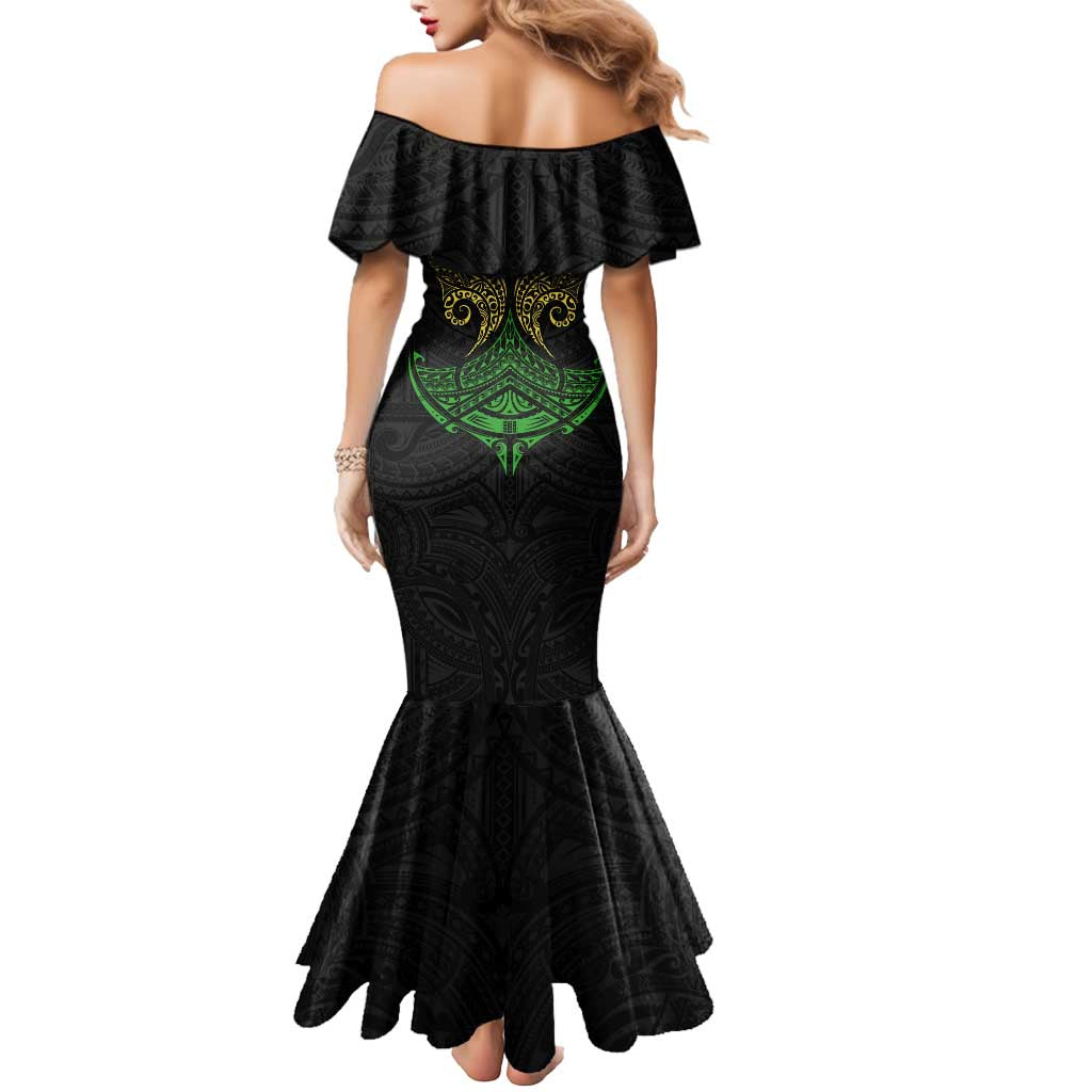 Personalized Penrith Panthers Mermaid Dress Polynesian Tribal Pattern Style