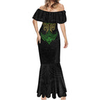 Personalized Penrith Panthers Mermaid Dress Polynesian Tribal Pattern Style