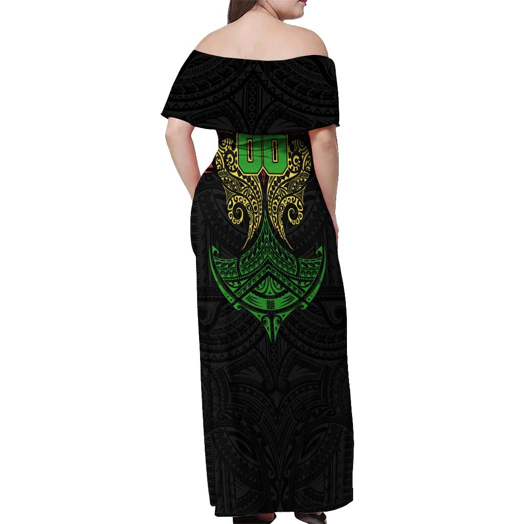 Personalized Penrith Panthers Off Shoulder Maxi Dress Polynesian Tribal Pattern Style
