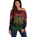 Personalized Penrith Panthers Off Shoulder Sweater Polynesian Tribal Pattern Style