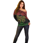 Personalized Penrith Panthers Off Shoulder Sweater Polynesian Tribal Pattern Style