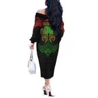 Personalized Penrith Panthers Off The Shoulder Long Sleeve Dress Polynesian Tribal Pattern Style