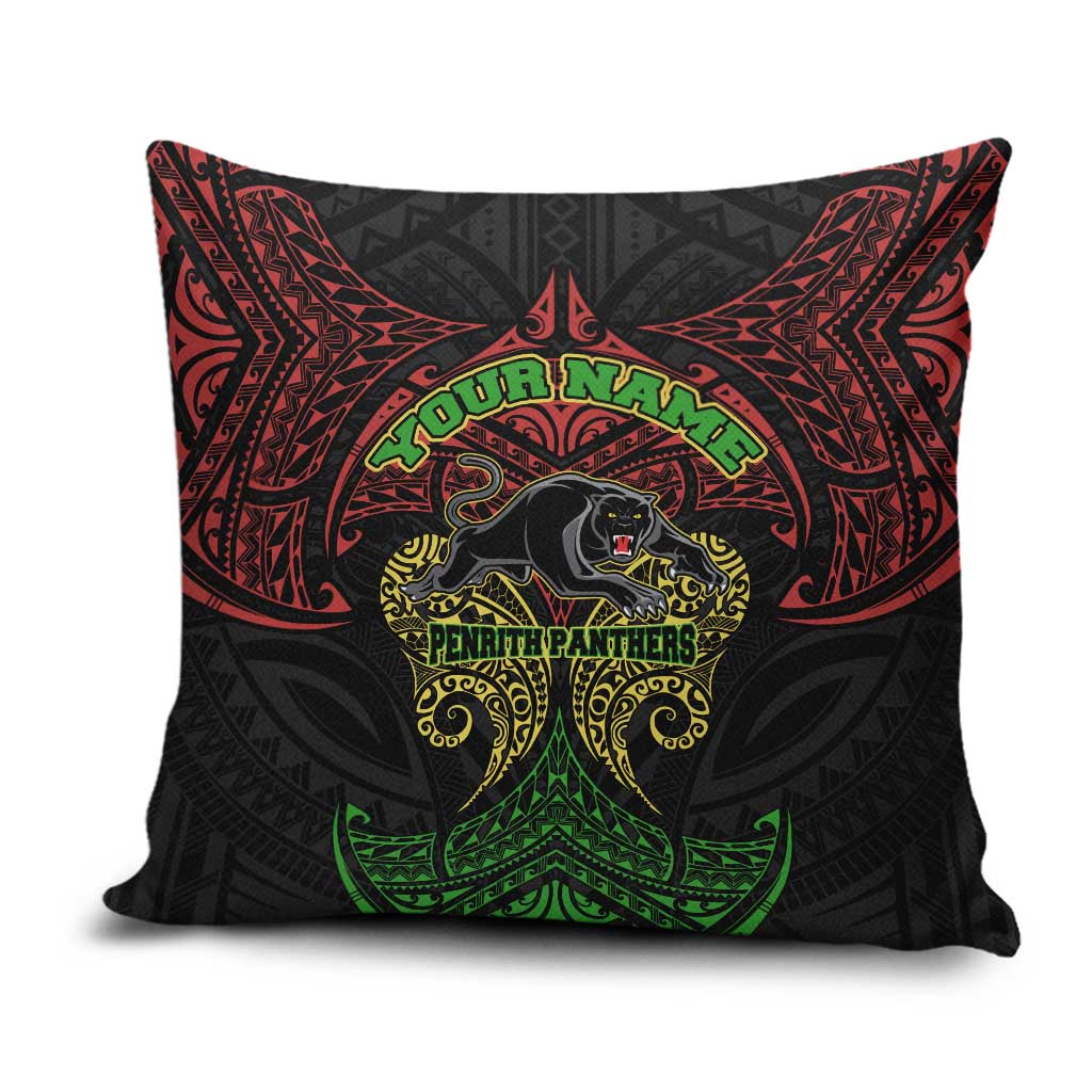 Personalized Penrith Panthers Pillow Cover Polynesian Tribal Pattern Style