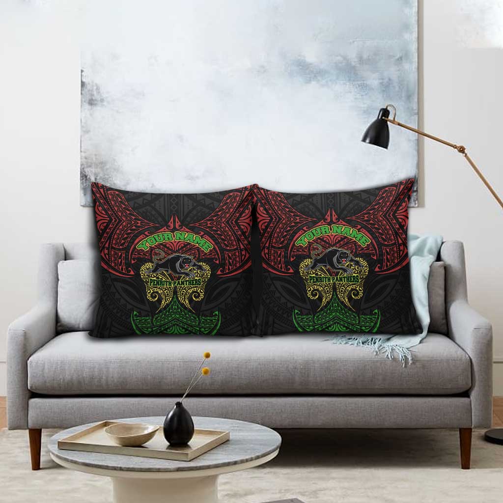 Personalized Penrith Panthers Pillow Cover Polynesian Tribal Pattern Style