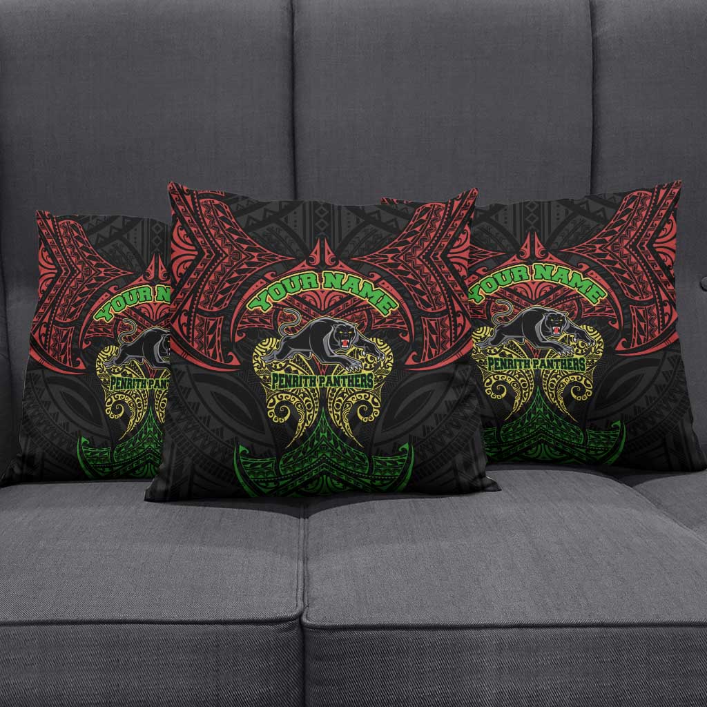 Personalized Penrith Panthers Pillow Cover Polynesian Tribal Pattern Style