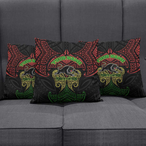 Personalized Penrith Panthers Pillow Cover Polynesian Tribal Pattern Style