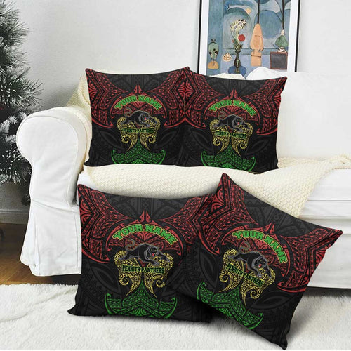 Personalized Penrith Panthers Pillow Cover Polynesian Tribal Pattern Style