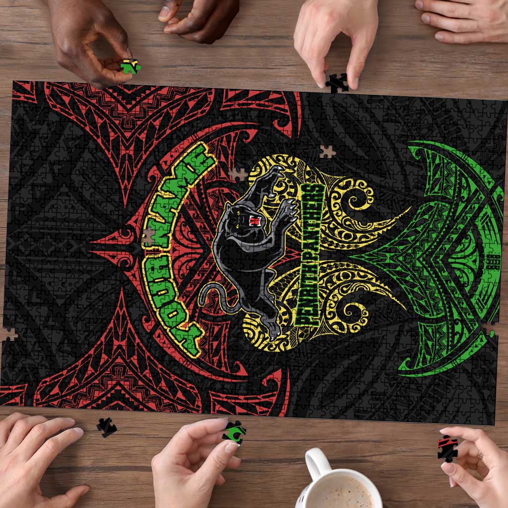 Personalized Penrith Panthers Puzzle Polynesian Tribal Pattern Style