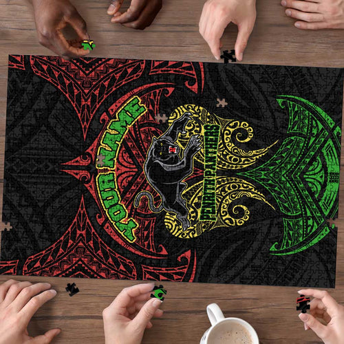 Personalized Penrith Panthers Puzzle Polynesian Tribal Pattern Style